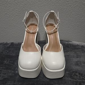 BAMBOO White Platform Block Heels | 5.5” Bratz-Style Y2K Party Shoes